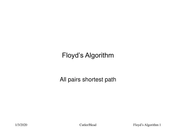 floyd s algorithm