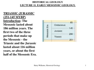 HISTORICAL GEOLOGY LECTURE 11. EARLY MESOZOIC GEOLOGY.