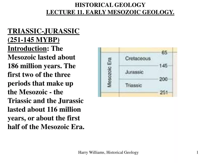 historical geology lecture 11 early mesozoic
