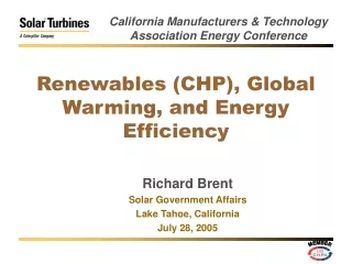Renewables (CHP), Global Warming, and Energy Efficiency
