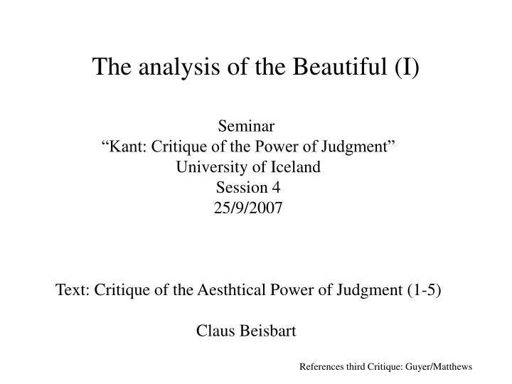 the analysis of the beautiful i