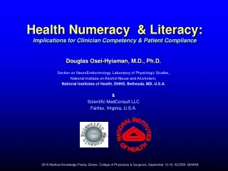 Health Numeracy  &amp; Literacy: Implications for Clinician Competency &amp; Patient Compliance