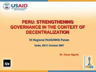 PERU: STRENGTHENING GOVERNANCE IN THE CONTEXT OF DECENTRALIZATION