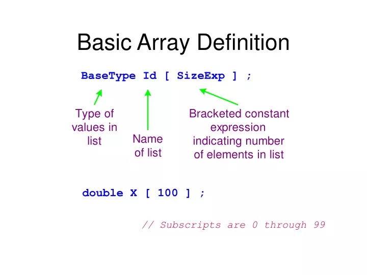 basic array definition