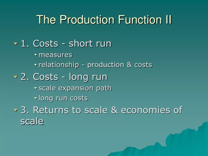 the production function ii