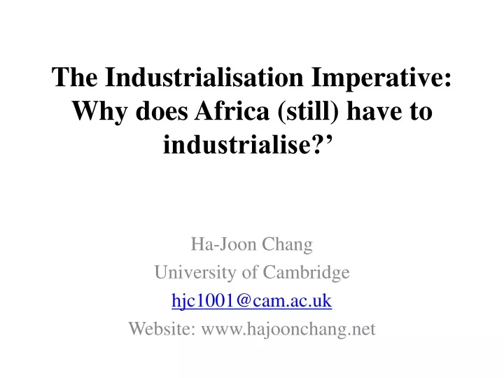 the industrialisation imperative why does africa still have to industrialise