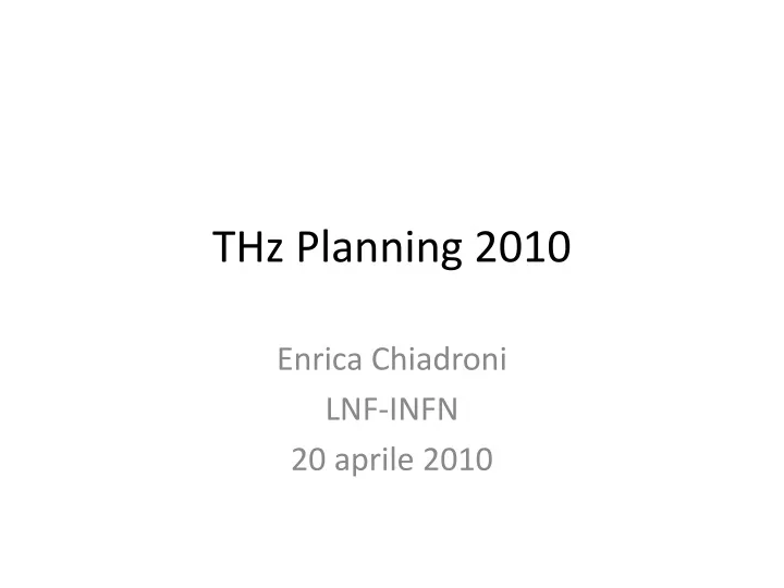thz planning 2010