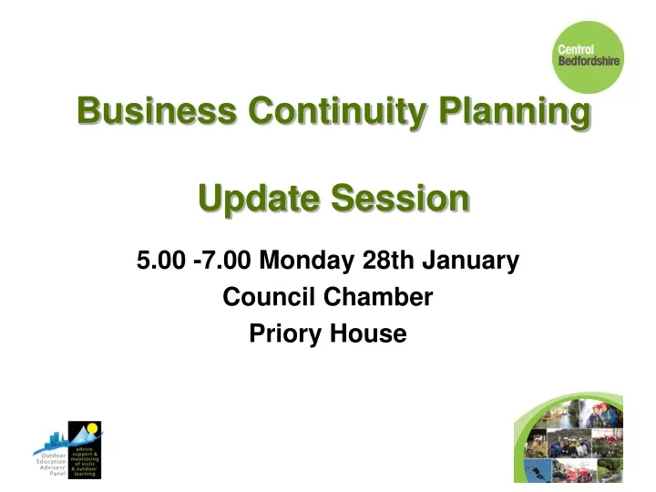 business continuity planning update session