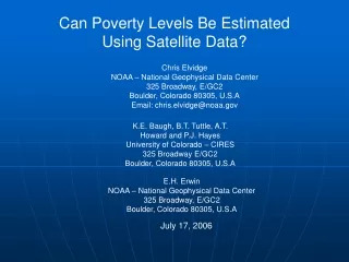 Can Poverty Levels Be Estimated  Using Satellite Data?