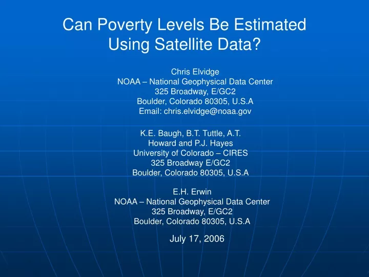 can poverty levels be estimated using satellite