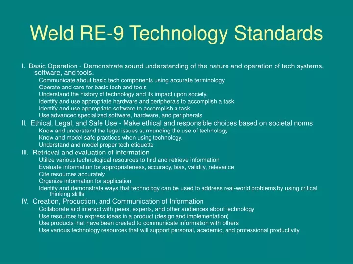 weld re 9 technology standards