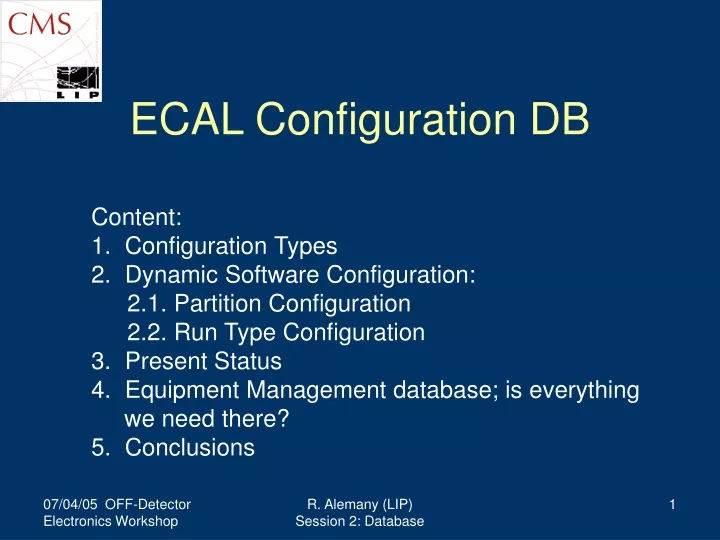 ecal configuration db