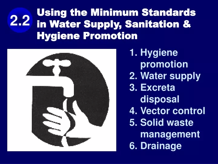 using the minimum standards in water supply