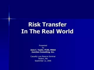 risk transfer in the real world