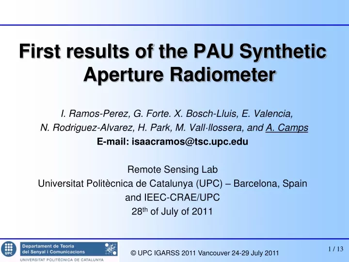 first results of the pau synthetic aperture