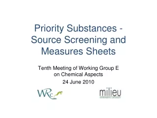 Priority Substances -   Source Screening and Measures Sheets