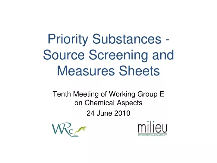 priority substances source screening and measures sheets