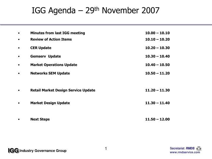 igg agenda 29 th november 2007