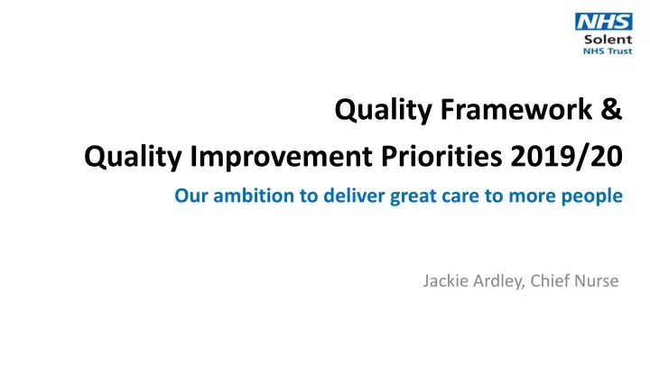 our ambition to deliver great care to more people