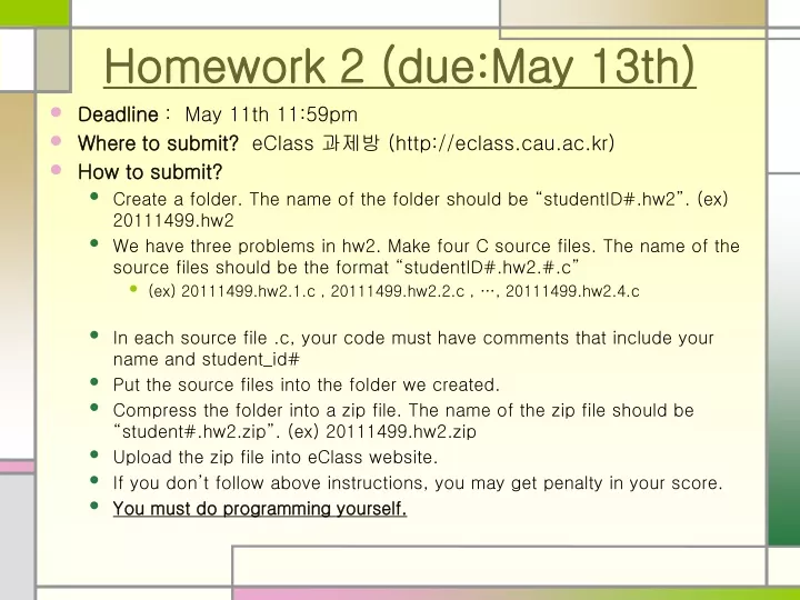 homework 2 due may 13th