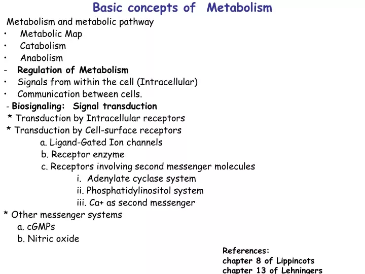 basic concepts of metabolism metabolism