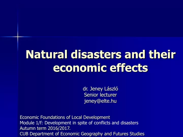 natural disasters and their economic effects