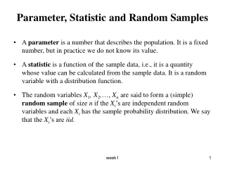 Parameter, Statistic and Random Samples
