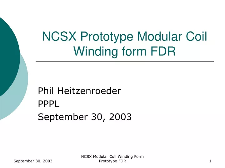 ncsx prototype modular coil winding form fdr