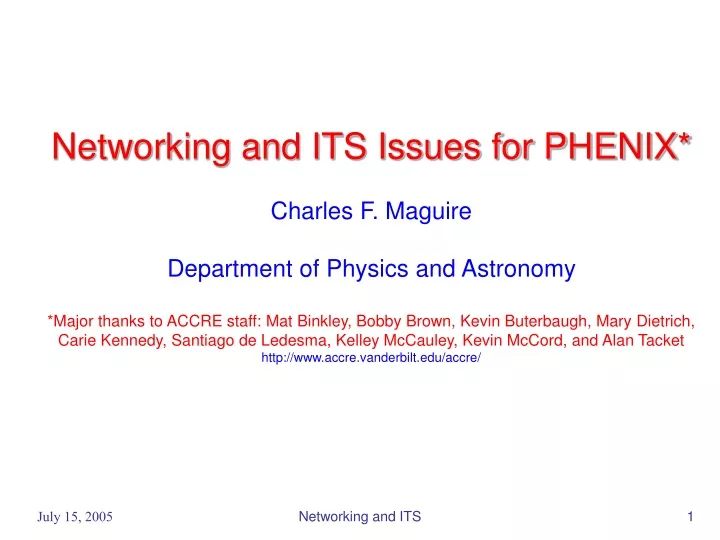 networking and its issues for phenix charles