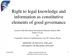 Right to legal knowledge and information as constitutive elements of good governance