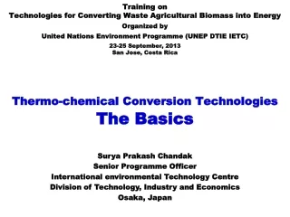 Thermo-chemical Conversion Technologies  The Basics