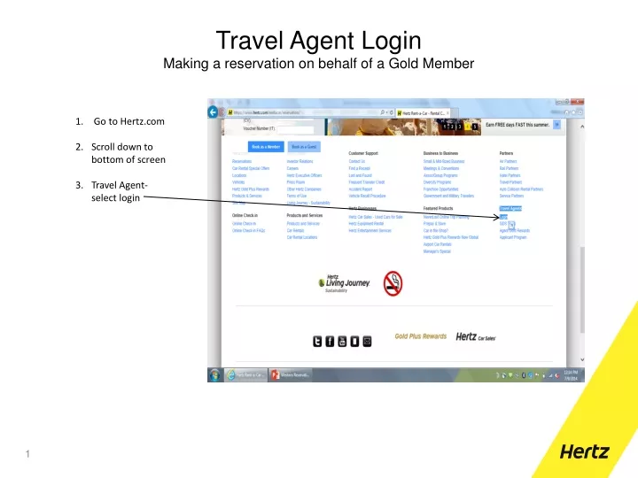 travel agent login making a reservation on behalf of a gold member