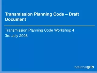 Transmission Planning Code – Draft Document