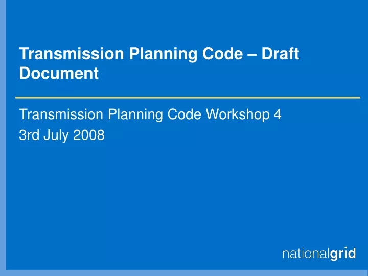 transmission planning code draft document