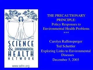 THE PRECAUTIONARY PRINCIPLE:  Policy Responses to  Environmental Health Problems ***