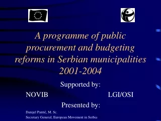 A programme of public procurement and budgeting reforms in Serbian municipalities 2001-2004