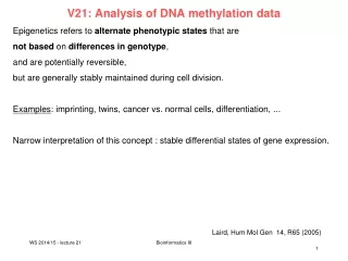 V21: Analysis of DNA methylation data