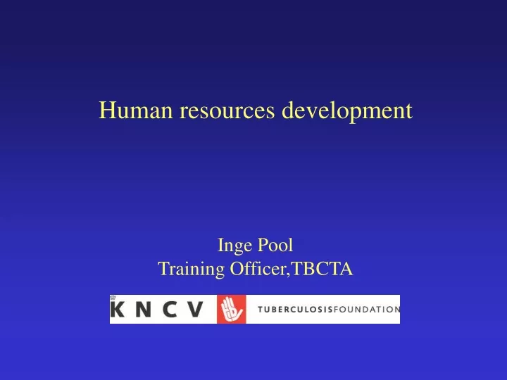 human resources development inge pool training