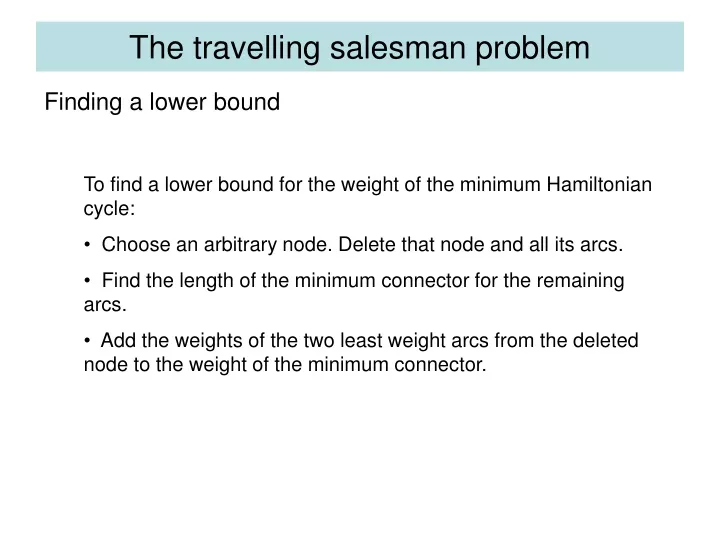the travelling salesman problem