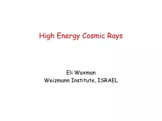 High Energy Cosmic Rays