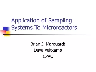 Application of Sampling Systems To Microreactors
