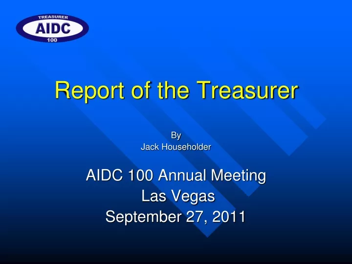 report of the treasurer