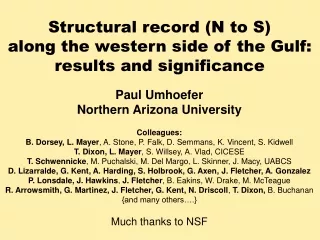 Structural record (N to S) along the western side of the Gulf: results and significance