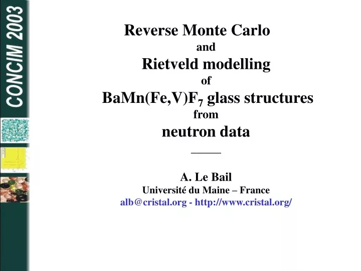 reverse monte carlo and rietveld modelling