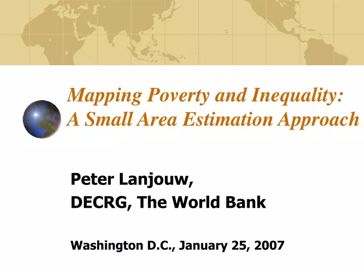 mapping poverty and inequality a small area estimation approach