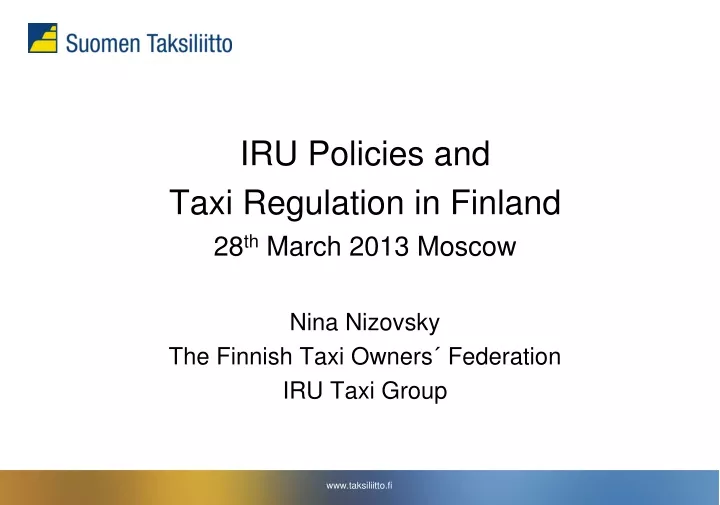 iru policies and taxi regulation in finland