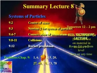 Summary Lecture 8