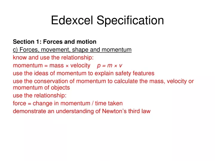 edexcel specification