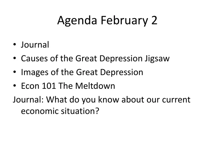 agenda february 2