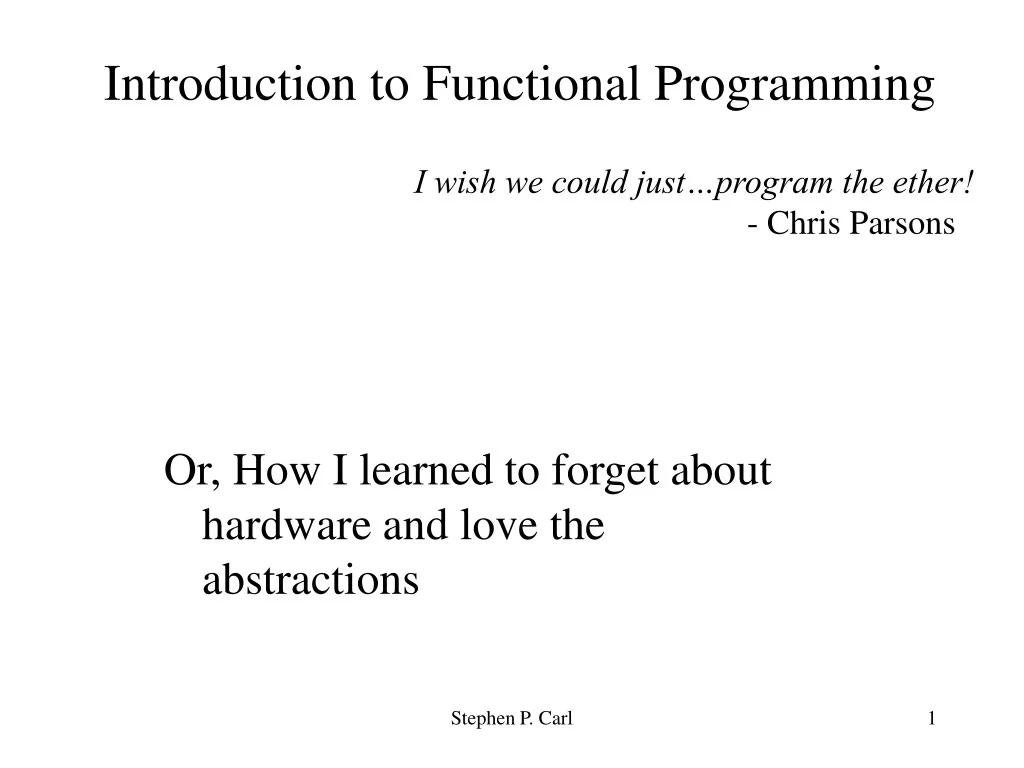 PPT - Introduction to Functional Programming PowerPoint Presentation ...